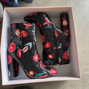 COPY - Floral black booties boots